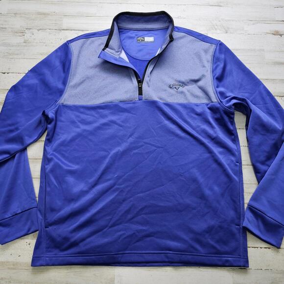 CALLAWAY Golf 1/4 Zip Pullover Midweight Sweater Jacket Men's XL Pockets Blue - Picture 1 of 6